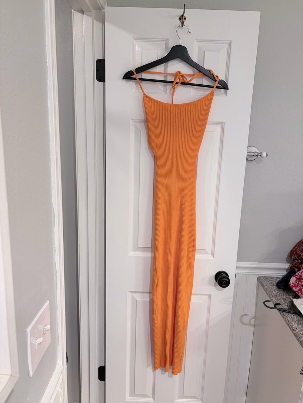 Meshki Orange Ribbed Cutout Back Dress Women’s XL NWT